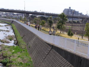 親水公園に向って